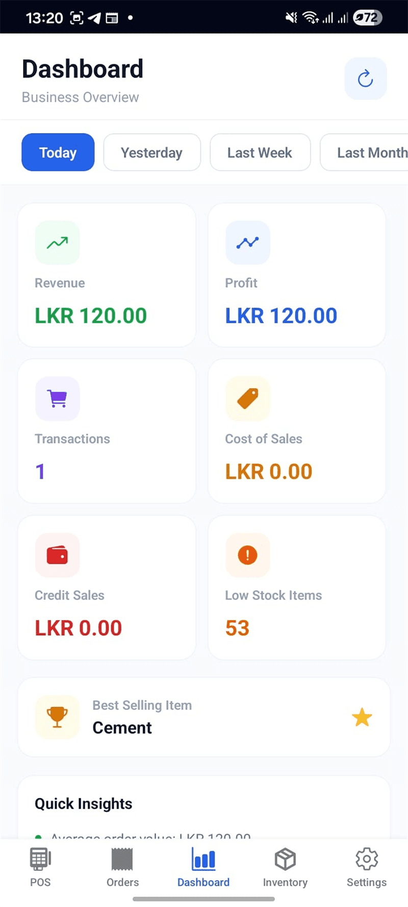 Next screen preview